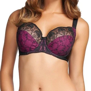 Neu ohne Etikett schwarz & magenta Fantasie Bügel-BH mit Schnürung 32DDD 2182 - Bild 1 von 1