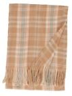100% Cashmere Scarf Beige Green Check Ex Large Blanket Shawl Wrap Ladies NEW