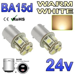 2 x BA15D Warm White 24v LED Bulb Camper Motorhome RV Boat Marine HGV Truck Dual - Picture 1 of 2