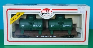 Model Power HO Scale 40’ Flat Car w/ Twin Removable Tanks Citi Service 8160, New - Picture 1 of 4