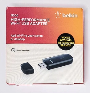 Belkin N300 High Performance Wireless Wi-Fi USB Adapter NOS - Photo 1/3