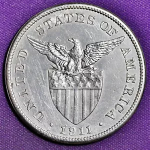 1911-s Philippines 1 Peso Silver. High Grade. 204649 - Picture 1 of 2