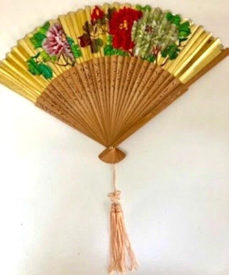 Vintage Flower Bamboo Folding Fan. Circa 1940’s - Image 1 of 2