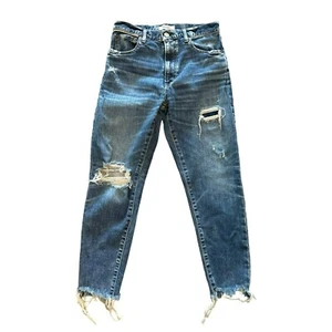 Moussy Vintage Howa Jeans Gr. 27 Distressed Damen Raw Hem Holes Cropped Blau - Bild 1 von 5