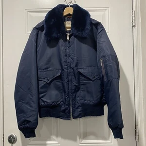 Vintage Schotts Military U.S B-15 A Bomber Jacket L 924-935-926-927 Navy Blue - Picture 1 of 17