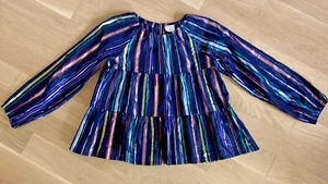 Crewcuts J.Crew long sleeve metallic stripe gift wrap blouse shirt L 10-11 - Picture 1 of 13