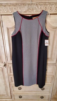 VESTIDO ~ Vestido Vaina Nipon Boutique, Pata de Gallo, Negro y Rojo, Talla 14W, Nuevo con Etiquetas Foto 1 de 4