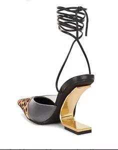 Jeffrey Campbell Medici Sandal in Black Patent & Silver - Picture 1 of 9