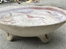 Authentic Ancient Pre-Columbian Peru 14” Tripod Footed Pottery Bowl Llama Etc.