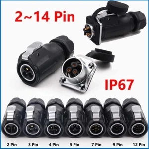 5A/12A/20A Aviation Socket & Plug LP20-2~14 Pin IP67 Waterproof Connectors - Picture 1 of 9
