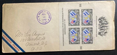 1940 La Ceiba Honduras Airmail First Day cover FDC To Newark NJ USA 50th Years - Image 1 of 2