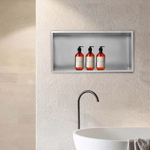 12"x24" Duschnische Badezimmer Edelstahl Duschregal Aufbewahrung Silber Grau - Bild 1 von 13