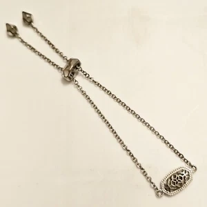 Kendra Scott ELAINA Silver Tone Rhodium Plated Filigree Adjustable Bracelet - Picture 1 of 5