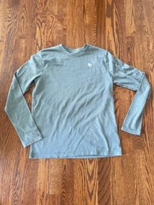 BOYS ABERCROMBIE KIDS LONG SLEEVE ICON CREW TEE T-SHIRTS GRAY Sz  13 / 14 EUC - Picture 1 of 4