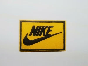 Nike Logo iron on or sew on Patch Swoosh tick Oldschool original Yellow - Picture 1 of 2