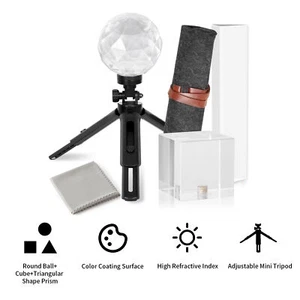 Set Prisma Vetro Cristallo Foto Spettro Luce Ottico Fisica con Mini Treppiede - Foto 1 di 12