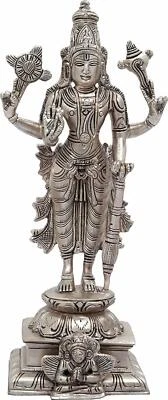 Estatuilla de latón Señor Vishnu con ídolo Garuda 9" Foto 1 de 3