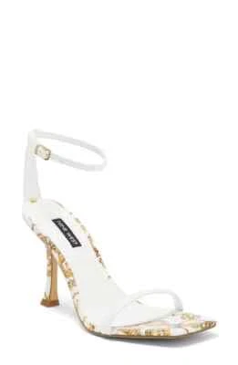 Nine West Yess Ankle Strap Sandal, White Patent Baroque, Women Size 6 M   NEW - Image 1 of 4