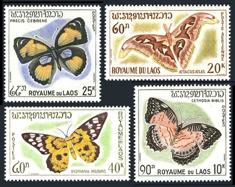 Laos 1965 Butterflies 101-103 & C46 MNH Cat. = $22.50 Cover
