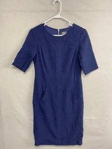 Vince Camuto Womens Dress Navy Blue 3/4 Sleeve with Pockets Full Zip Size 4 - Picture 1 of 7
