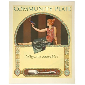 1923 Community Plate Bird of Paradise Pattern  Vintage Art Nouveau Print Ad - Picture 1 of 1