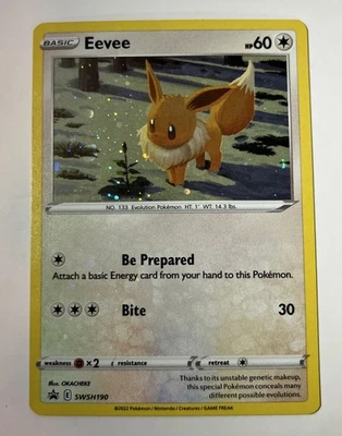 Pokémon Eevee Black Star Promo SWSH190 Sword & Shield Holo Card English TCG - Image 1 of 2