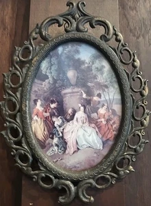 Vintage Metall kleiner Rahmen Renaissance viktorianischer Landhausdruck Made in Italy - Bild 1 von 5
