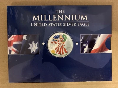 Moneda de plata coloreada águila de plata de Estados Unidos The Millennium 2000 Foto 1 de 3