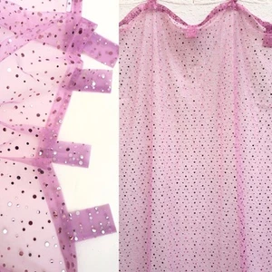 “Groovy” 50" X 84" Tab Top Pink Sequin Sheer Curtain Panels Lot of 3 NWOT - Picture 1 of 14