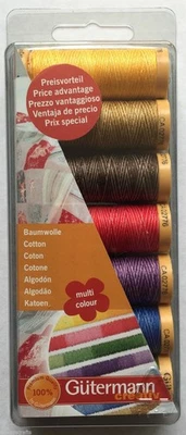 Gutermann Cotton 50 Thread Set Multi-Colour - 7 REELS 100m Patchwork & Quilting - Image 1 of 4