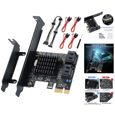 Comprehensive 4-Port SATA Expansion Card with Heat Control for Optimal Stability - Image 1 of 4