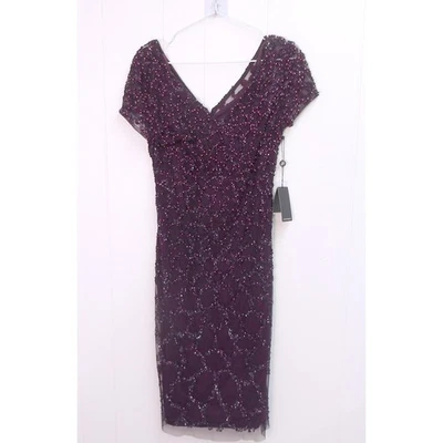 Elegante Vestido de Cóctel de Medianoche con Cuentas Fiesta Ocasión Formal Talla 2/#9228 Foto 1 de 4