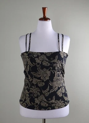 Camiseta sin mangas ALPHA Studio $225 ajustada elástica con estampado floral con tiras cami talla 44 Foto 1 de 4