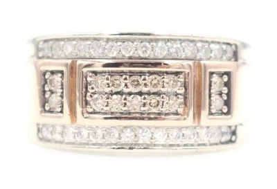 Men's 0.80 Ctw Champagne & White Diamond 10KT Two-Tone Gold Cluster Ring by MGW - Image 1 of 4