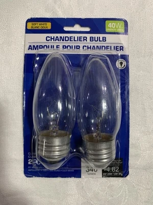 Chandelier Bulb 40W 2 Pc. 340 Lumens B11 Medium Base - Image 1 of 2