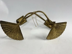 Paar Messing Blumen Fächer Vorhang Raffhalter Chinoiserie Hollywood Regency Vintage - Bild 1 von 5