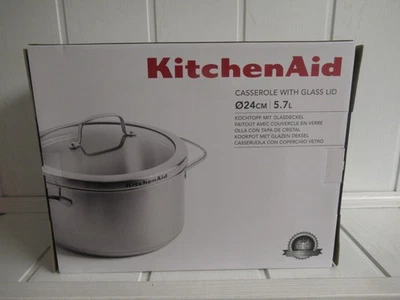 Kitchen Aid/ Edelstahl Kochtopf mit Glasdeckel/5,7 L/24CM für Alle Herdarten§§§§ - Bild 1 von 4