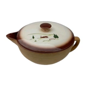 Antique Stoneware Serving Dish Large Lidded Handpainted HOMESTEAD Glazed Signed - Picture 1 of 7