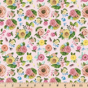 Sweet Spring Floral Pink CD15802-Pink Cotton Fabric By half yard - Picture 1 of 1