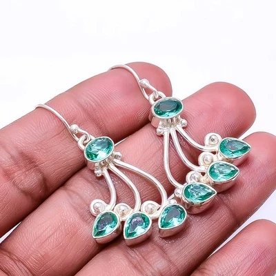 Brinco de prata esterlina 925 Apatite Multi Collet 1,68" E19, presente de Natal - Imagem 1 de 4