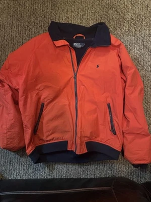 Chaqueta Polo Ralph Lauren XL Naranja Azul Marino Forrada de Vellón Nylon Bombardero Cortavientos Foto 1 de 4