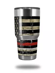 Skin for Yeti Rambler 30oz Cracked Red Line USA American Flag TUMBLER NOT INC - Picture 1 of 3