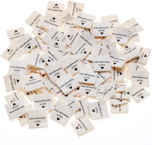 100pcs Stoffetiketten Handmade with Love Textiletiketten Handmade Label Kleidere - Bild 1 von 6