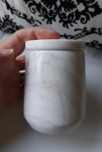 White Marble Cannister Trinket Box with Lid - Picture 1 of 7