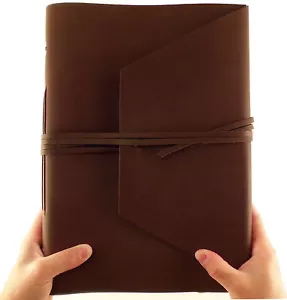 GRANDE Cuaderno de Diario de Cuero Genuino Diario Cuaderno Hecho a Mano De Colección Rústico - Imagen 1 de 8