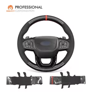 MEWANT Suede Glossy PU Carbon Fiber Steering Wheel Cover for Ford Ranger 2023 - Picture 1 of 10