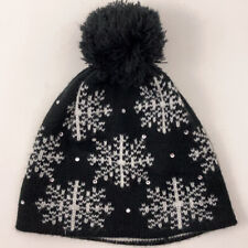 Chaos Ski Hat Black With Sparkle and white snowflake pattern pom pom