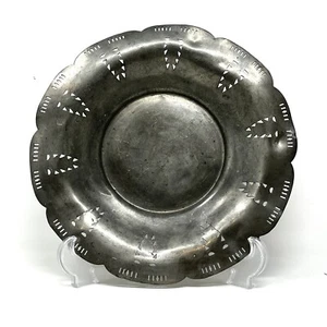 Antike alte englische Zinn 425 Teller Schale 10" gelocht Brot Deko *** - Bild 1 von 5
