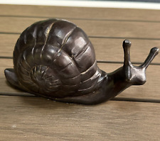 Vintage Snail Statue Slowpoke Sculpture Cast Metal 8 inch 2.8 lb Smooth Brown