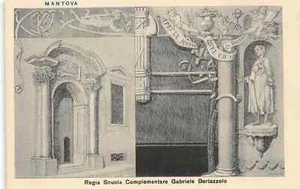 1234 CARTOLINA ILLUSTRATA MANTOVA REGIA SCUOLA COMPLEMENTARE GABRIELE BERTAZZOLO - Picture 1 of 2